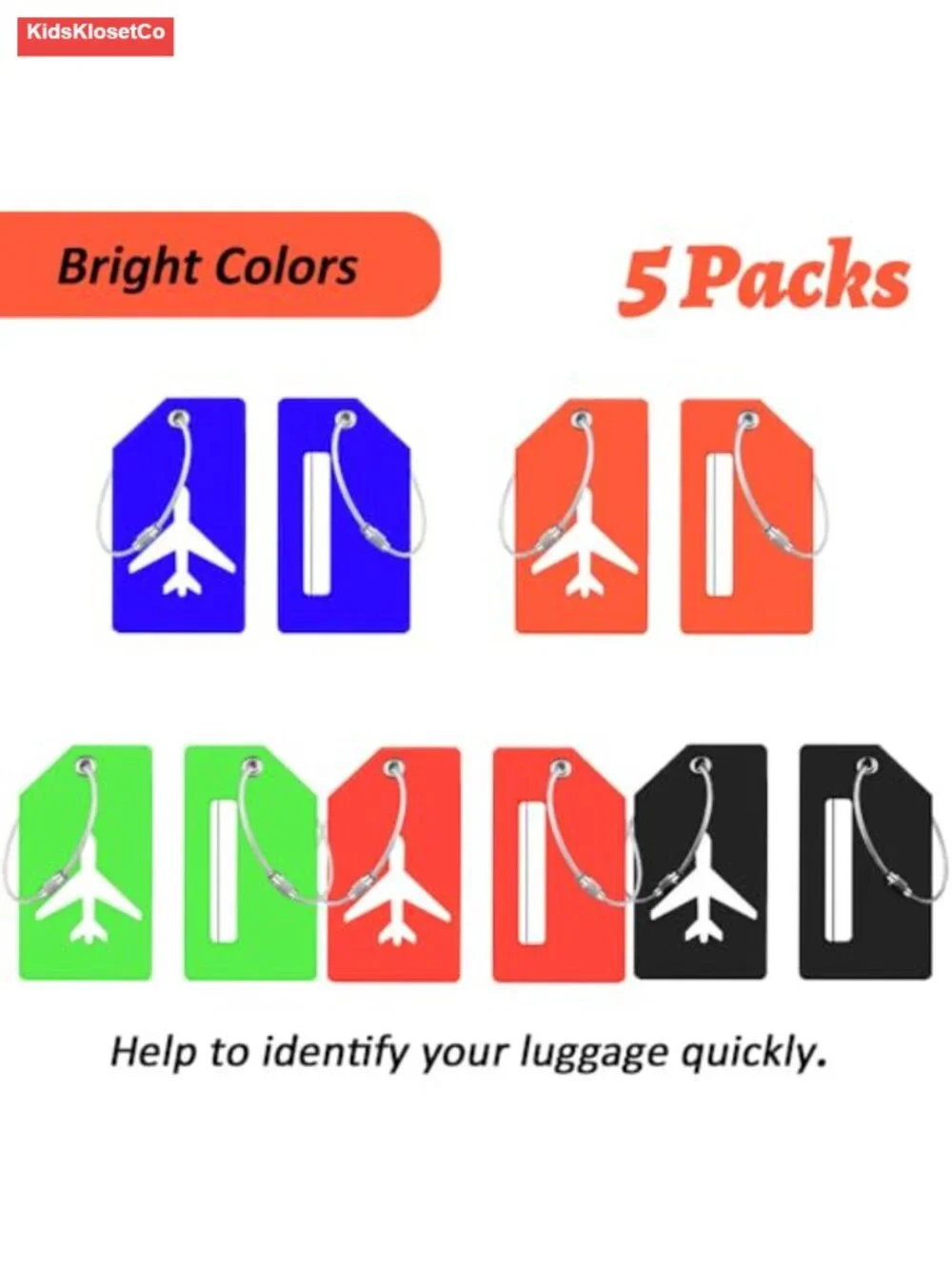 Silicone Luggage Tags 5 Pack Suitcase Name Tags with Cards Stainless Steel Loop